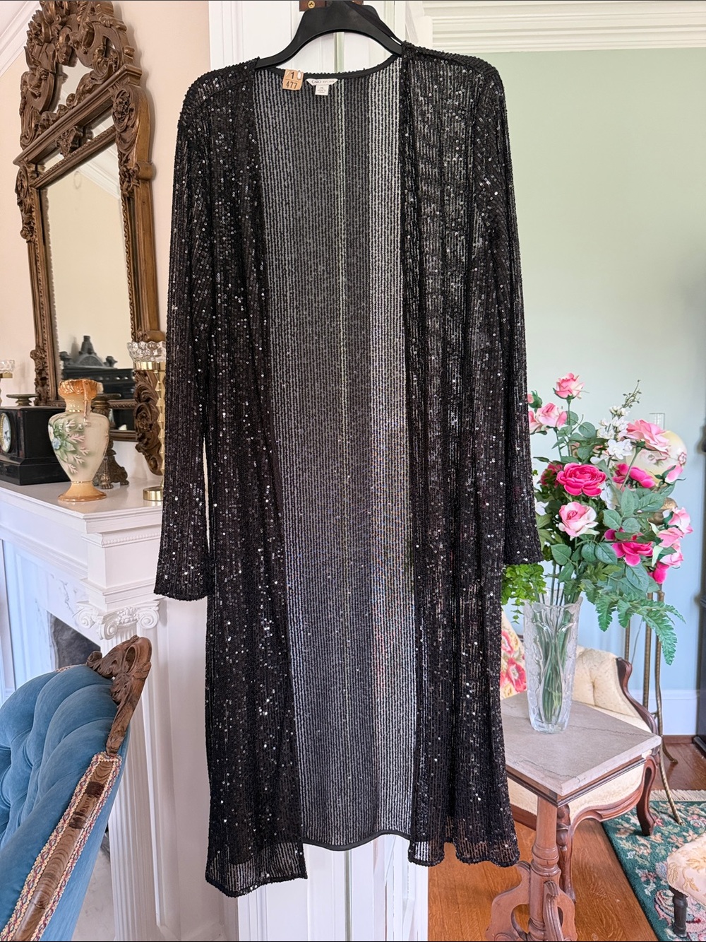 Cato Black Sequin Open-Front Duster, size XL